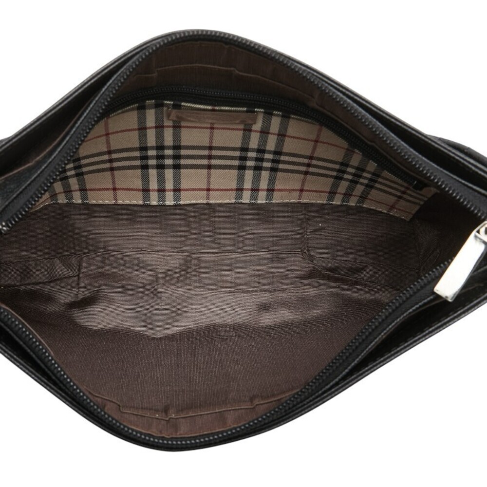Burberry Nova Check Hobo Shoulder Bag Black Leather - Picture 9 of 9